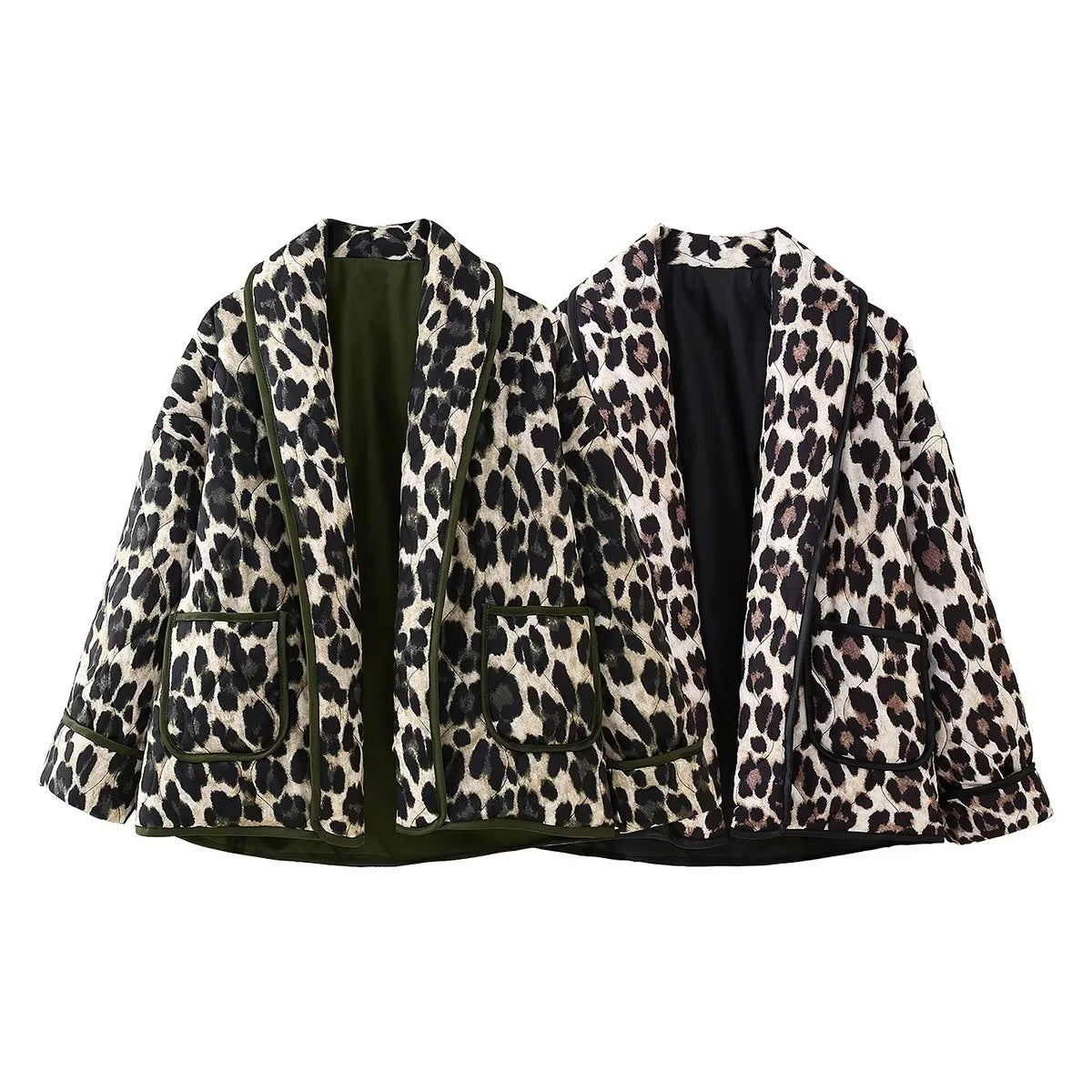 Fashion Women's Wear Leopard Print Cotton Coat Jacket