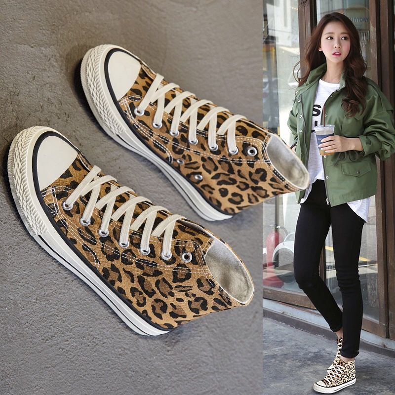 High-Top Leopard Print Schuhe Canvas-Schuhe Retro Casual Clothes