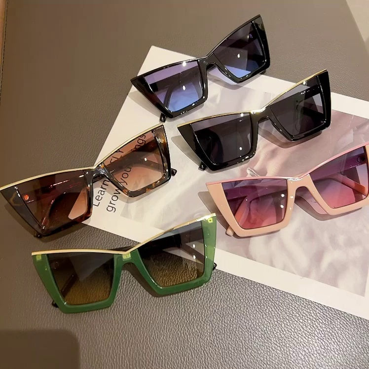 Katzenaugen-Sonnenbrille mit großem Gestell Sonnenschutzbrille