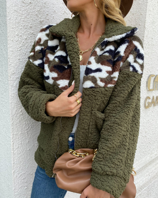 Leopard Print Patchwork Jacket Top