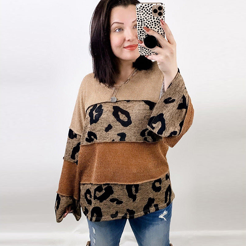 Leopard Print Long-sleeved Sweater For Women