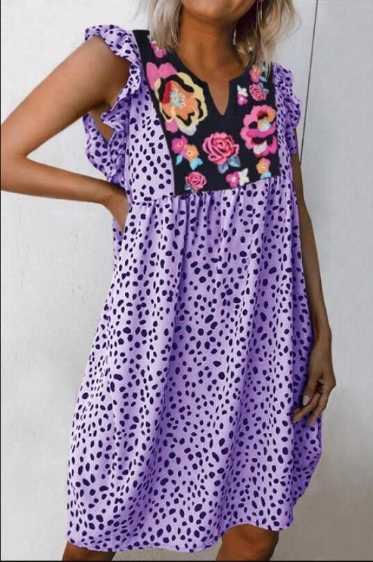 Kurzärmeliges Kleid mit Leopardenmuster für Frauen