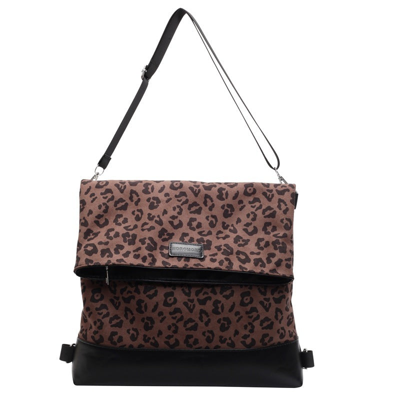 Multi-purpose Casual Fashion Temperament Leopard Print Leather Velvet Backpack Women's Bag