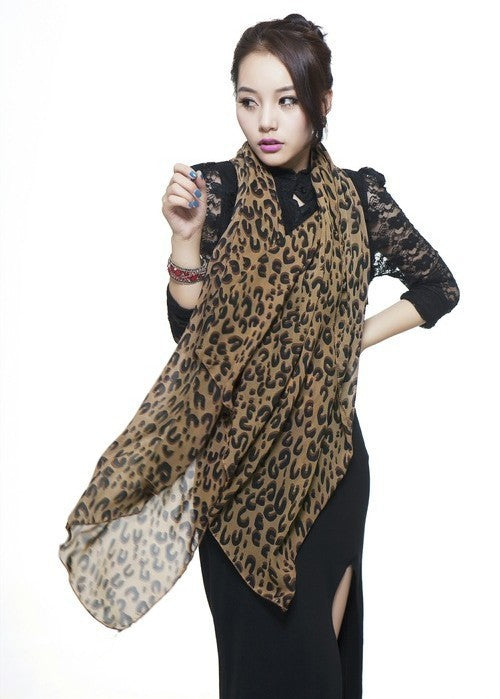 Chiffon koreanischer Modeschal Schal Leopard langer Schal