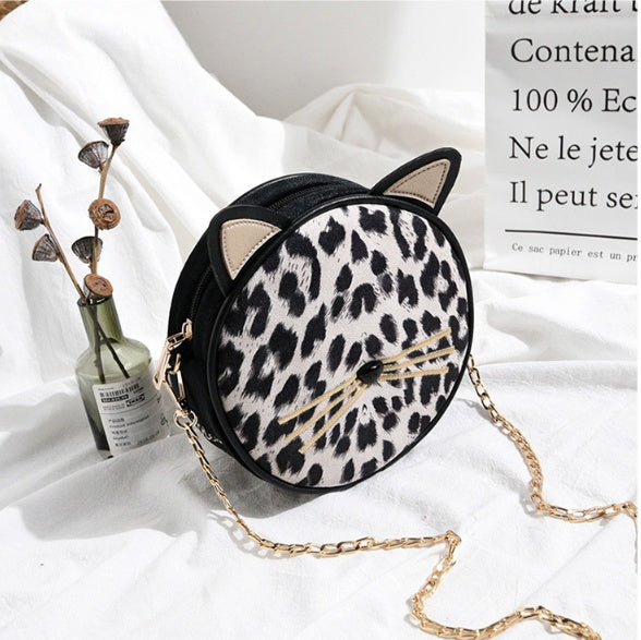 Chic leopard print small bag girl fall new fashion cute single shoulder bag Korean cross-body bag small round bag