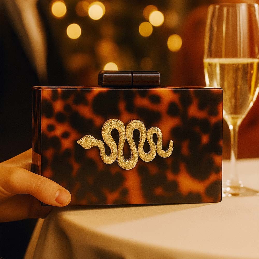 Leopard Print Acrylic Clutch Bag