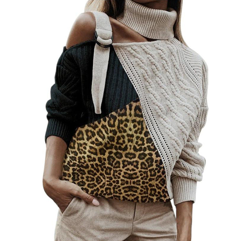 Leopard patchwork sweater