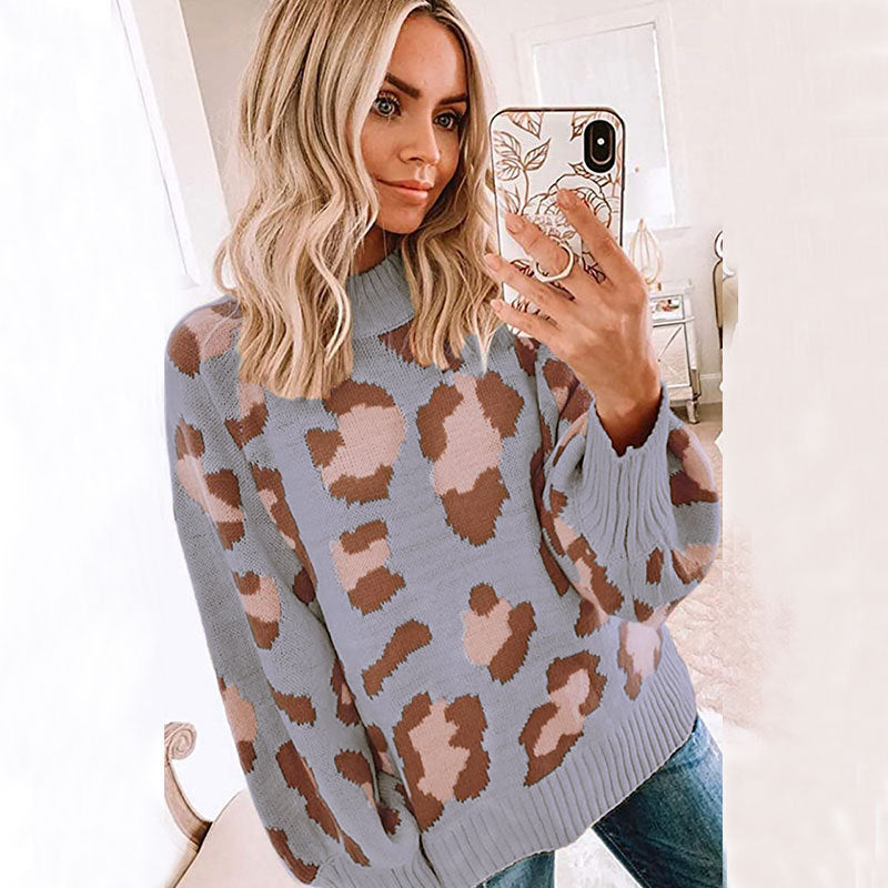 Leopard crewneck loose sweater