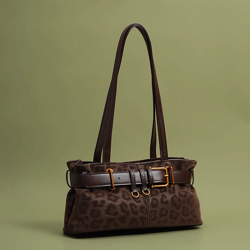 Temperament Autumn And Winter Retro Leopard Print Shoulder Bag