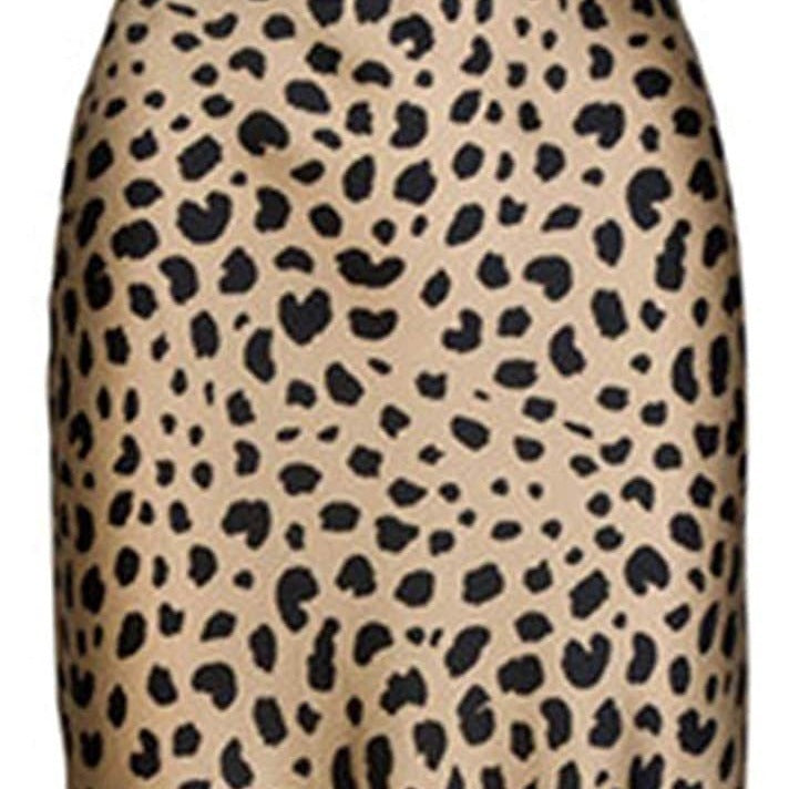 Damen Leopard Printed Kleid Hohe Taille Unsichtbarer Reißverschluss Rock