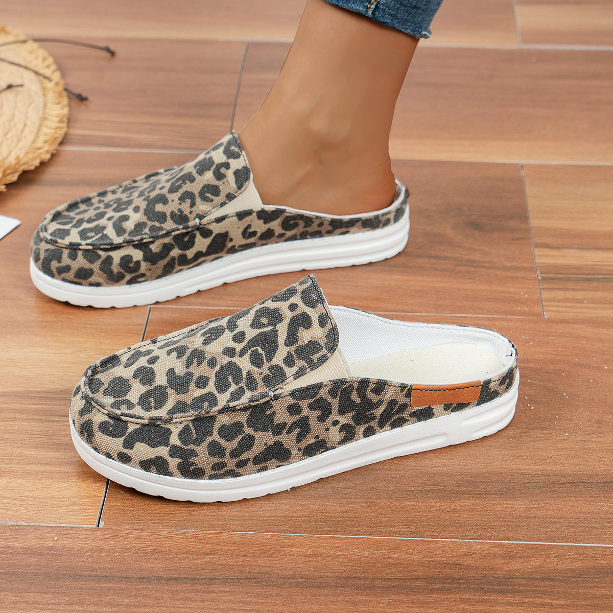 Damen Leopard Print Semi-Support Slip-on Schuhe