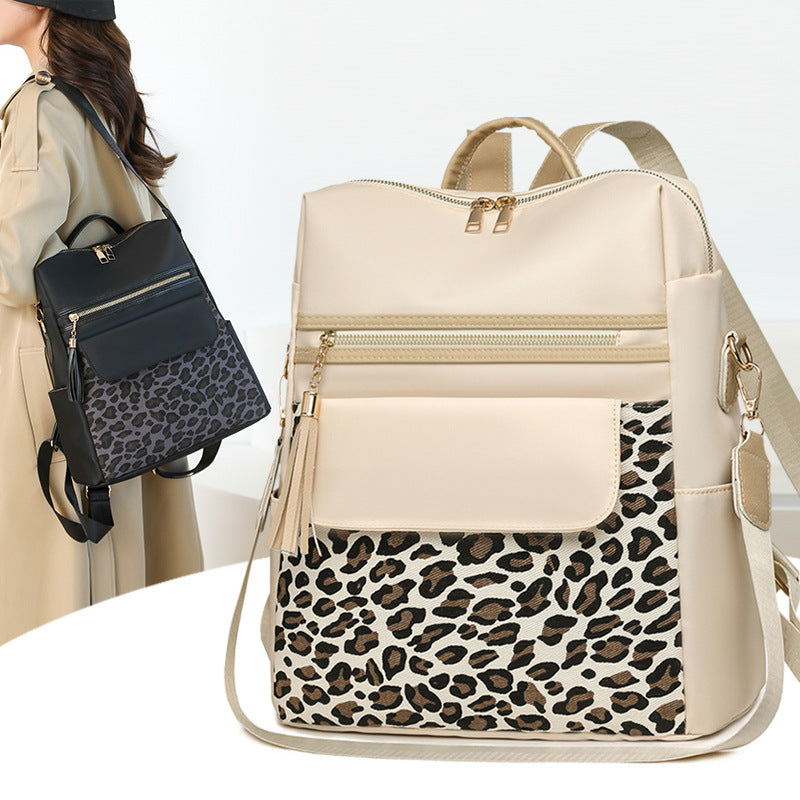 Leopard Print Women's Large Capacity Backpack