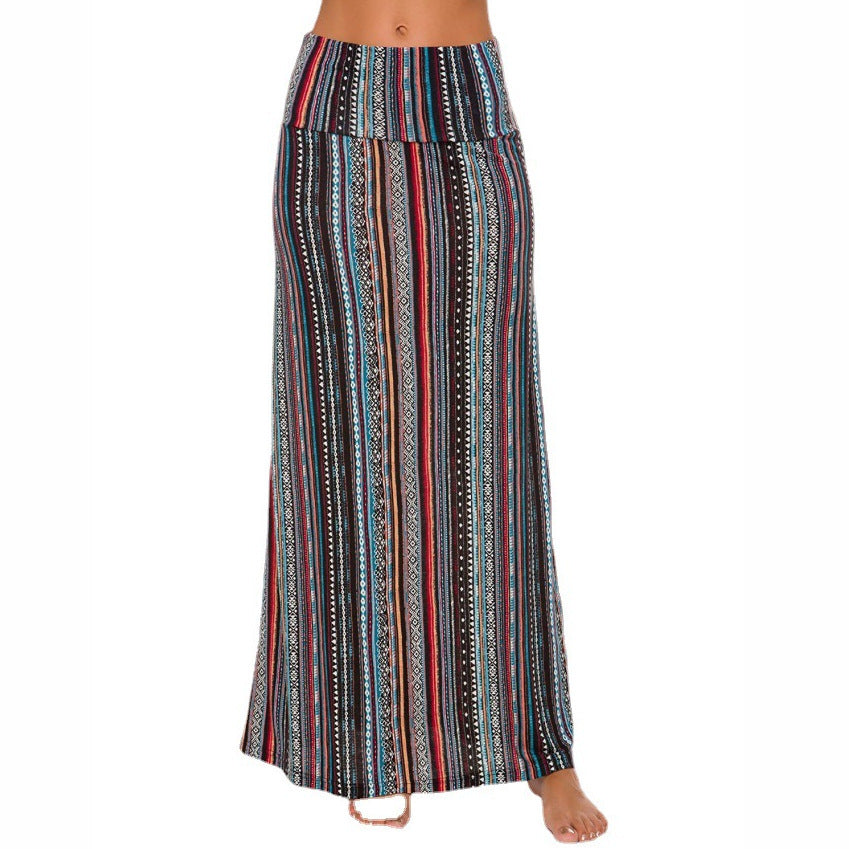Langes Kleid mit Leopardenmuster und hoher Taille
