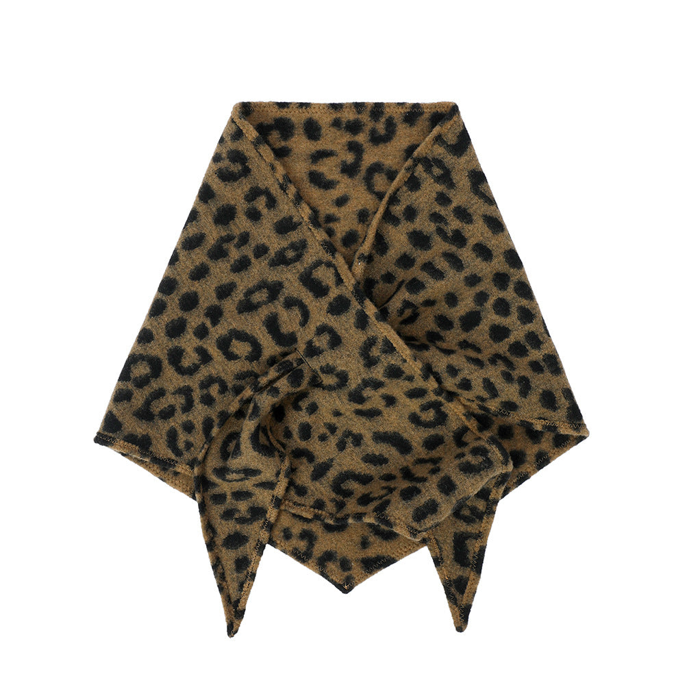 European And American Autumn And Winter Double-sided Leopard Print Triangle Shawl Scarf