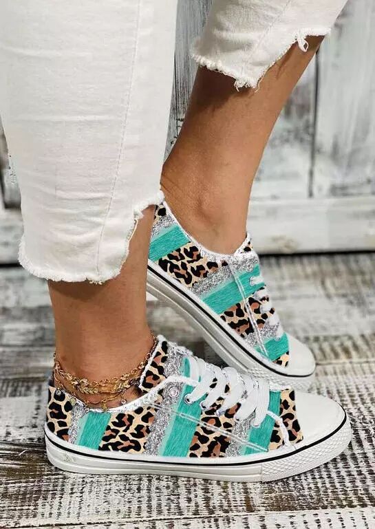 Leopard Print 3D gedruckt Farbe passender lässig flache unten Canvas Schuhe