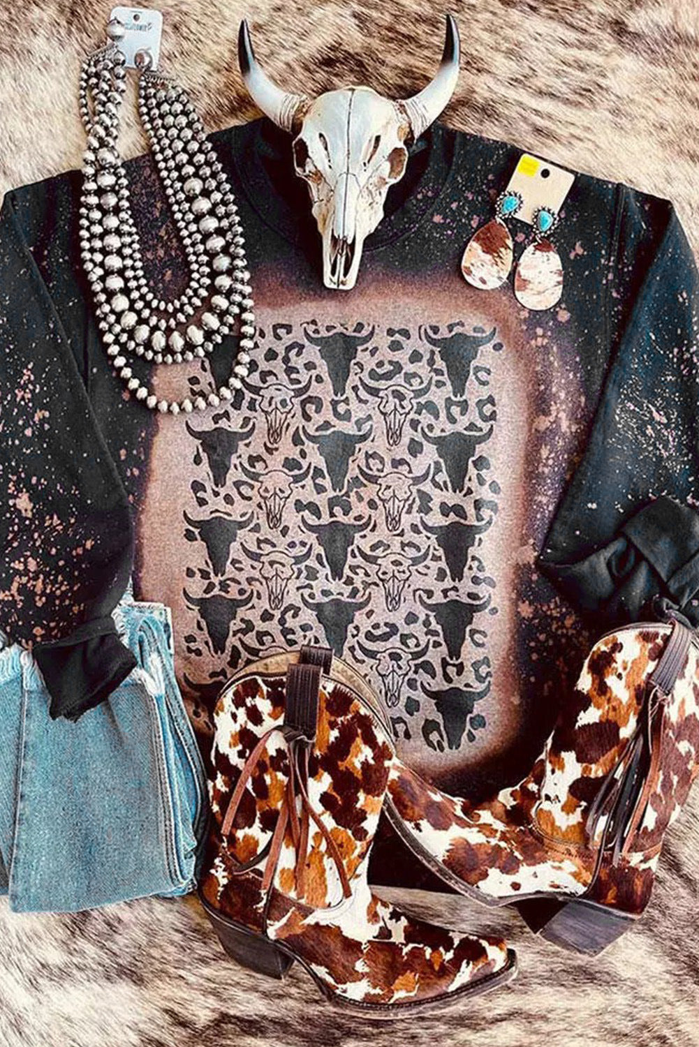 European And American Leopard Print Loose Sweater Round Neck Fashion Top For Women