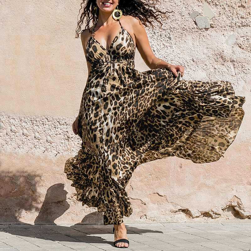 Retro Leopard Print Kleid im nationalen Stil