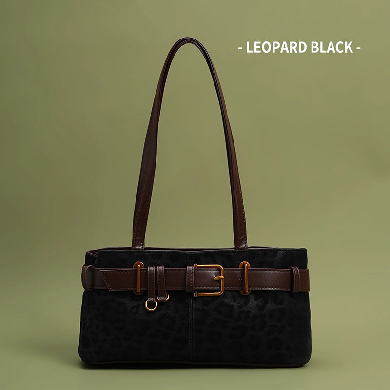 Temperament Autumn And Winter Retro Leopard Print Shoulder Bag
