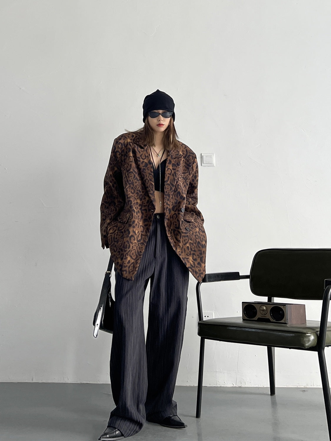 Women's Fashion Chill Out Leopard Print Blazer Jacket