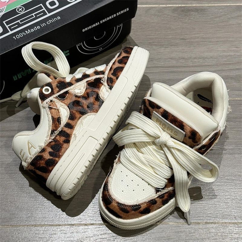 Neue weibliche Dopamin Leopard Print Casual Brot Schuhe