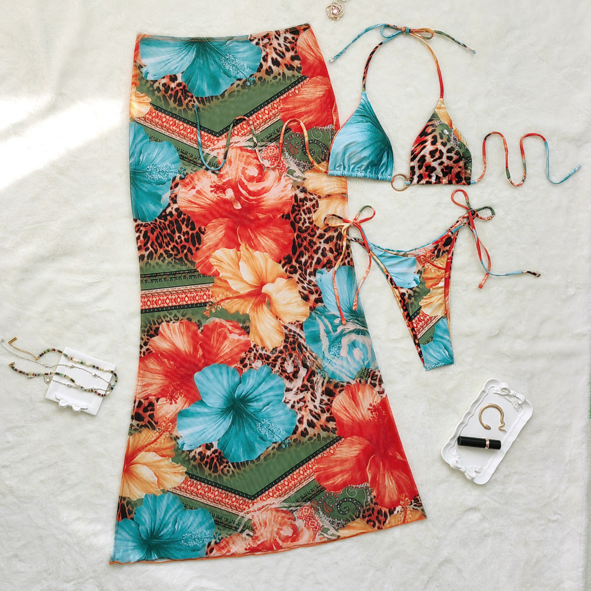 New Temperament Leopard Print Bikini Hollow Out