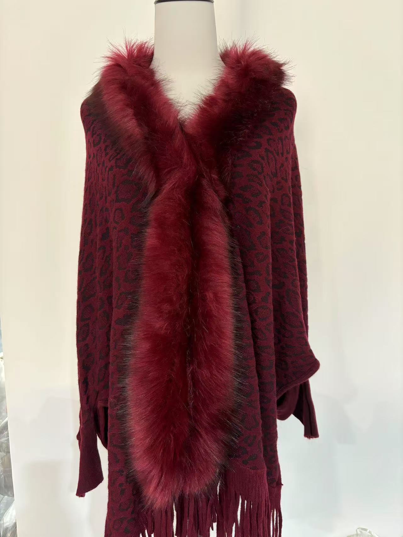 Leopard Print Leopard Print Fur Collar Scarf