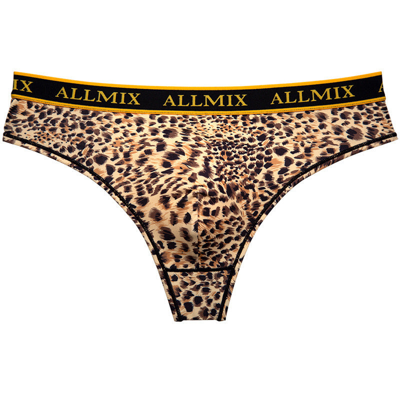 Herren Briefe Breite Taille Leopard Print Sport Fitness Niedrige Taille T-back Briefs