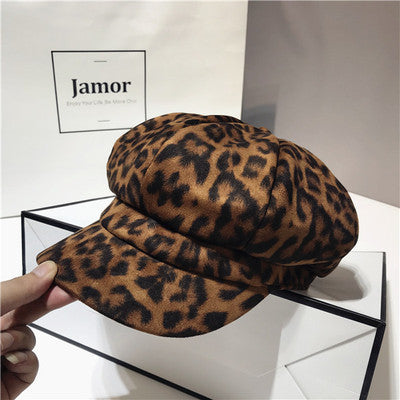 Mode Retro Persönlichkeit Leopard Achteckiger Hut