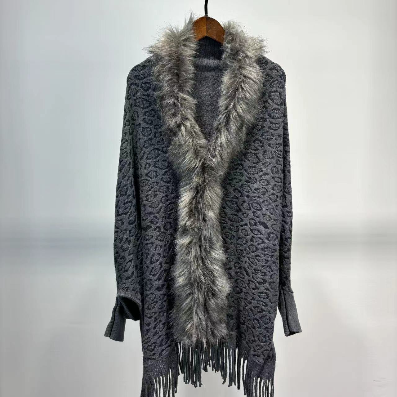 Leopard Print Leopard Print Fur Collar Scarf