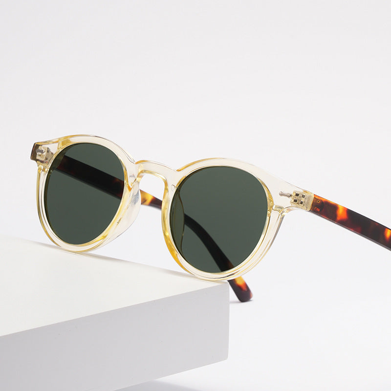 Neue Beige Nagel Runde Frame Sonnenbrille Retro Persönlichkeit Trendy Sonnenbrillen für Frauen