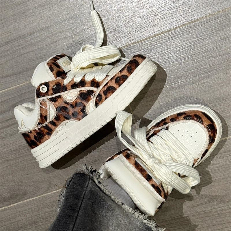 Neue weibliche Dopamin Leopard Print Casual Brot Schuhe