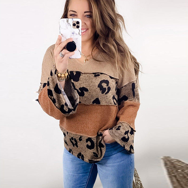 Leopard Print Long-sleeved Sweater For Women