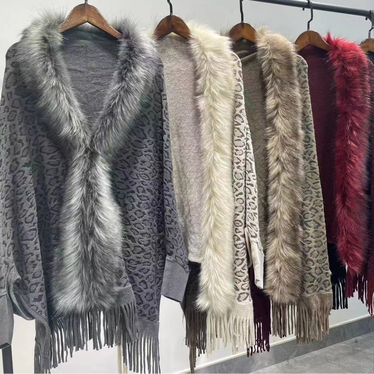 Leopard Print Leopard Print Fur Collar Scarf