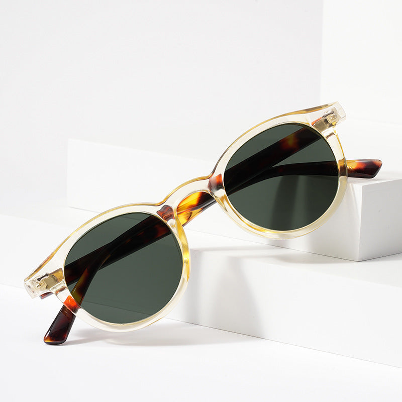 Neue Beige Nagel Runde Frame Sonnenbrille Retro Persönlichkeit Trendy Sonnenbrillen für Frauen
