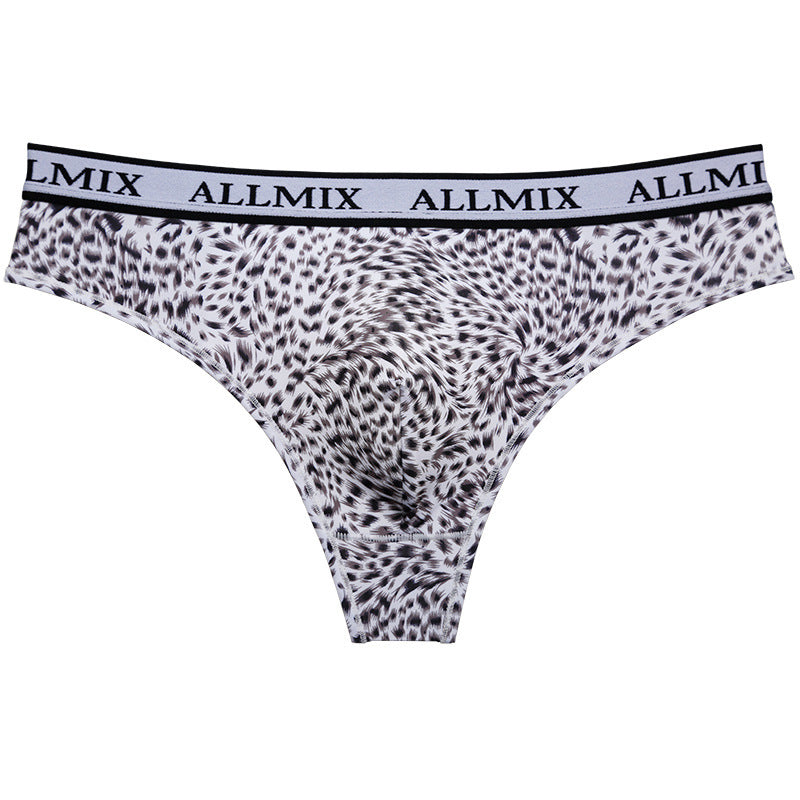 Herren Briefe Breite Taille Leopard Print Sport Fitness Niedrige Taille T-back Briefs