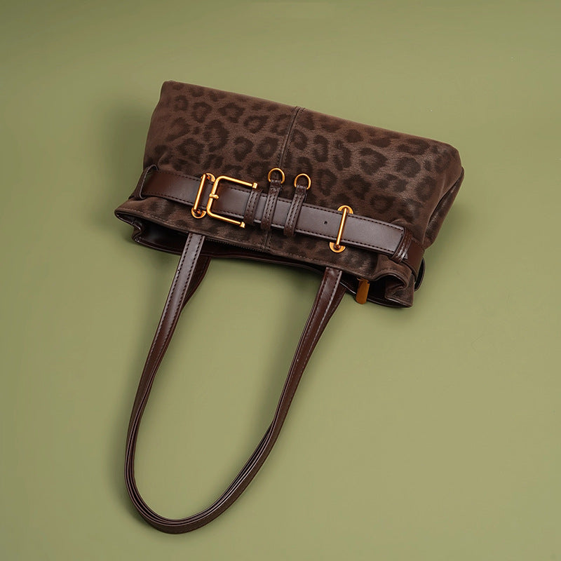 Temperament Autumn And Winter Retro Leopard Print Shoulder Bag