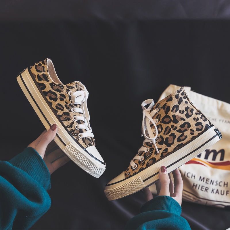 High-Top Leopard Print Schuhe Canvas-Schuhe Retro Casual Clothes