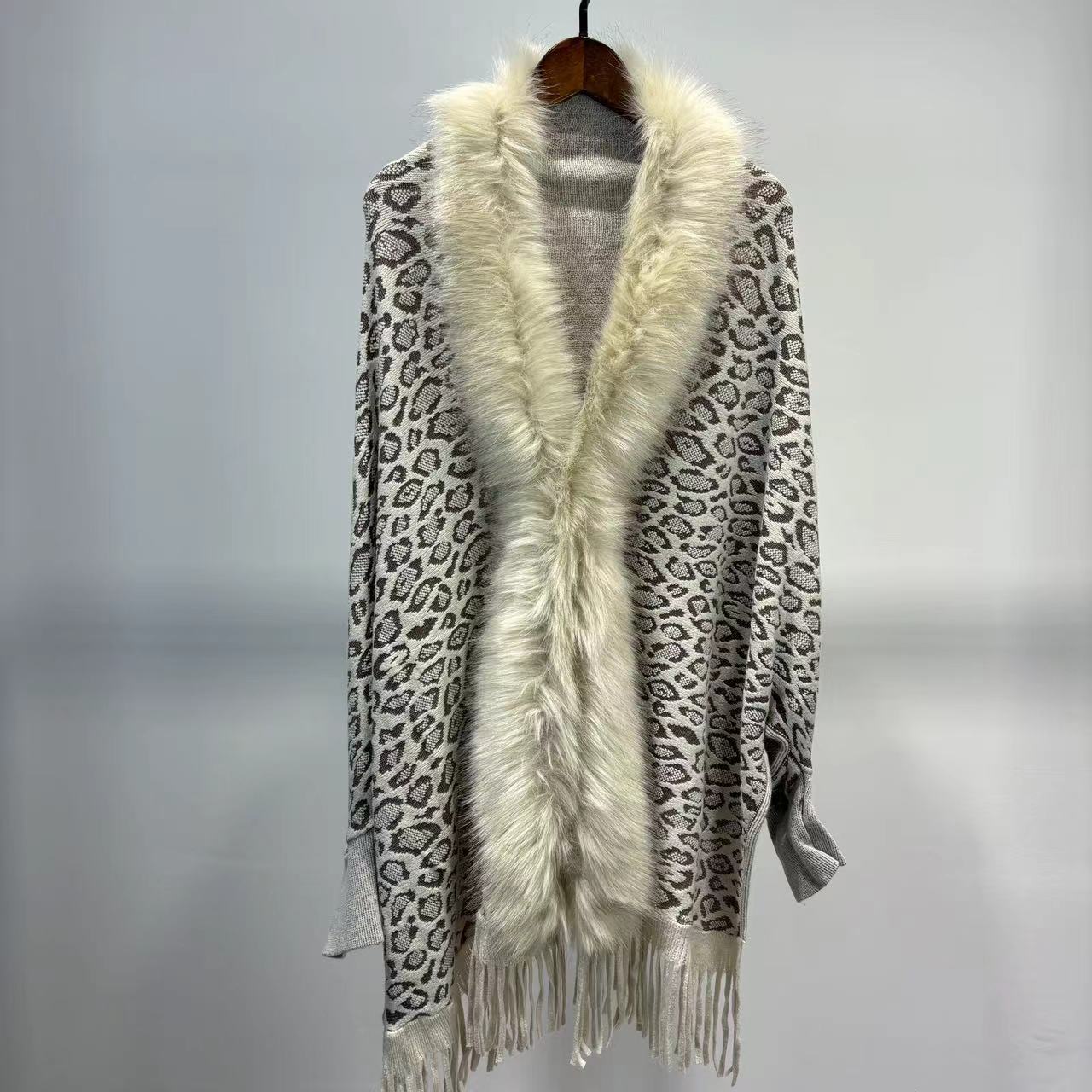 Leopard Print Leopard Print Fur Collar Scarf