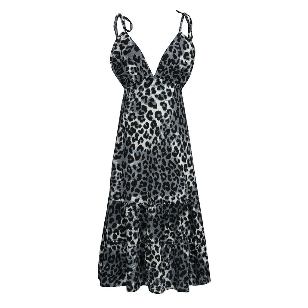 Retro Leopard Print Kleid im nationalen Stil