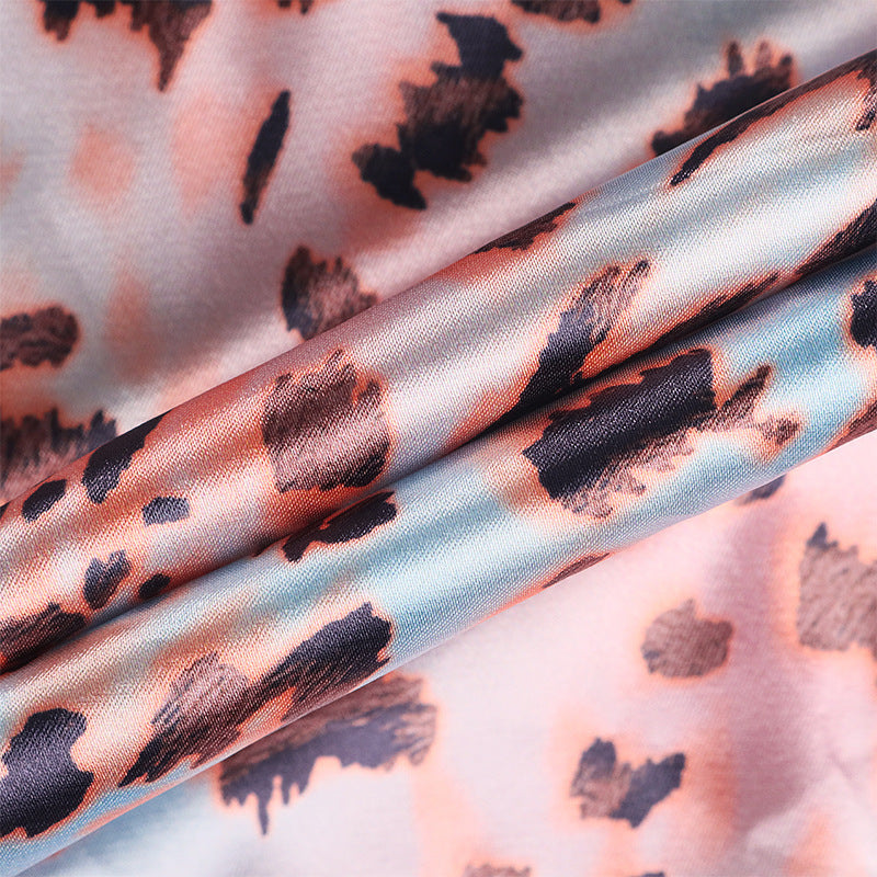 Europäisches und amerikanisches Leopardenmuster-V-Ausschnitt-Trägerkleid