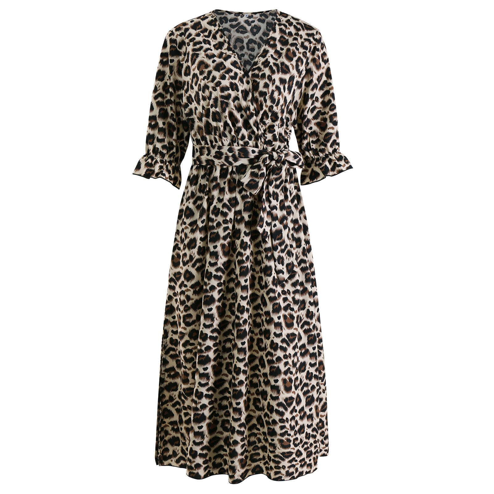 Europäisches und amerikanisches Damen Leopard Print Schlitzkleid