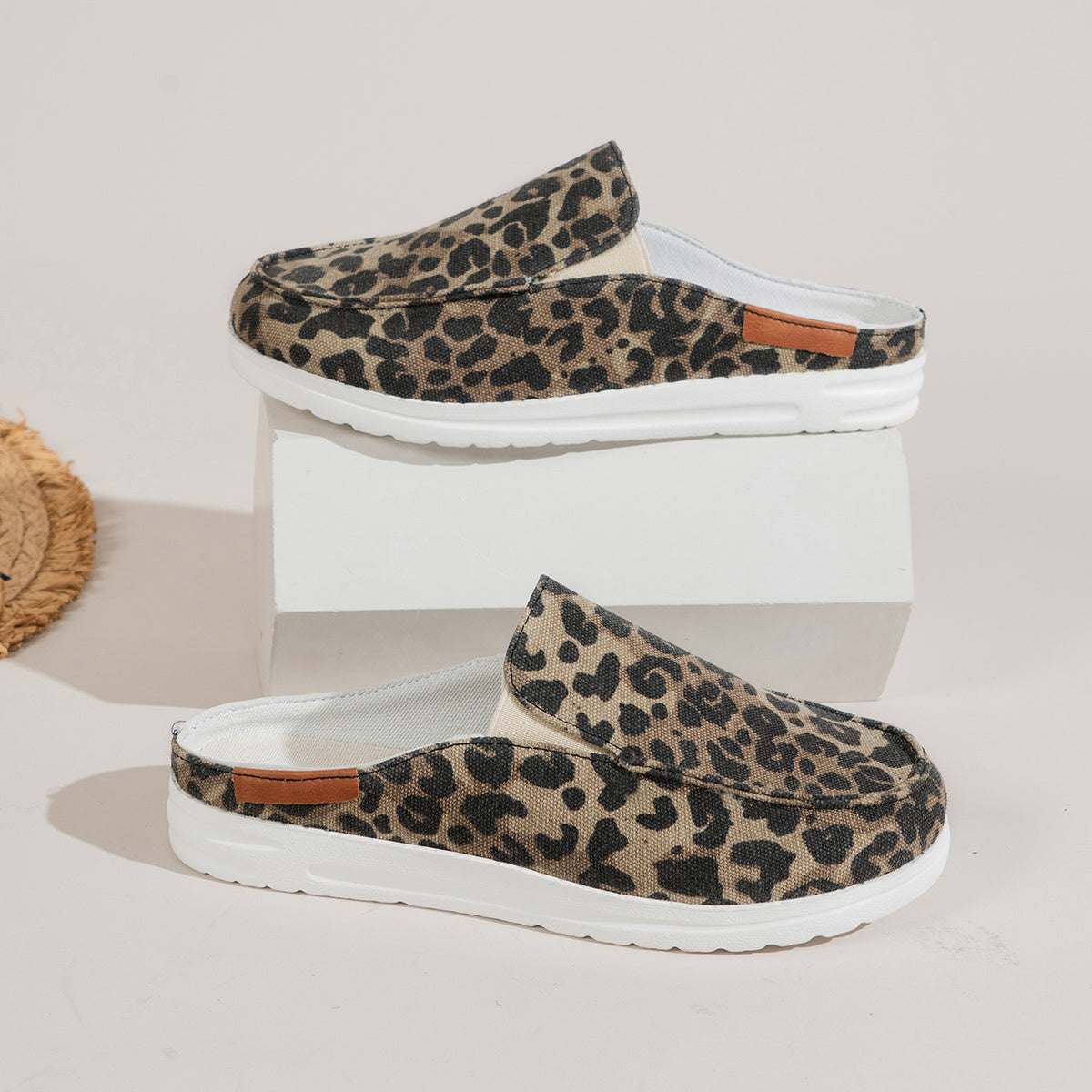 Damen Leopard Print Semi-Support Slip-on Schuhe