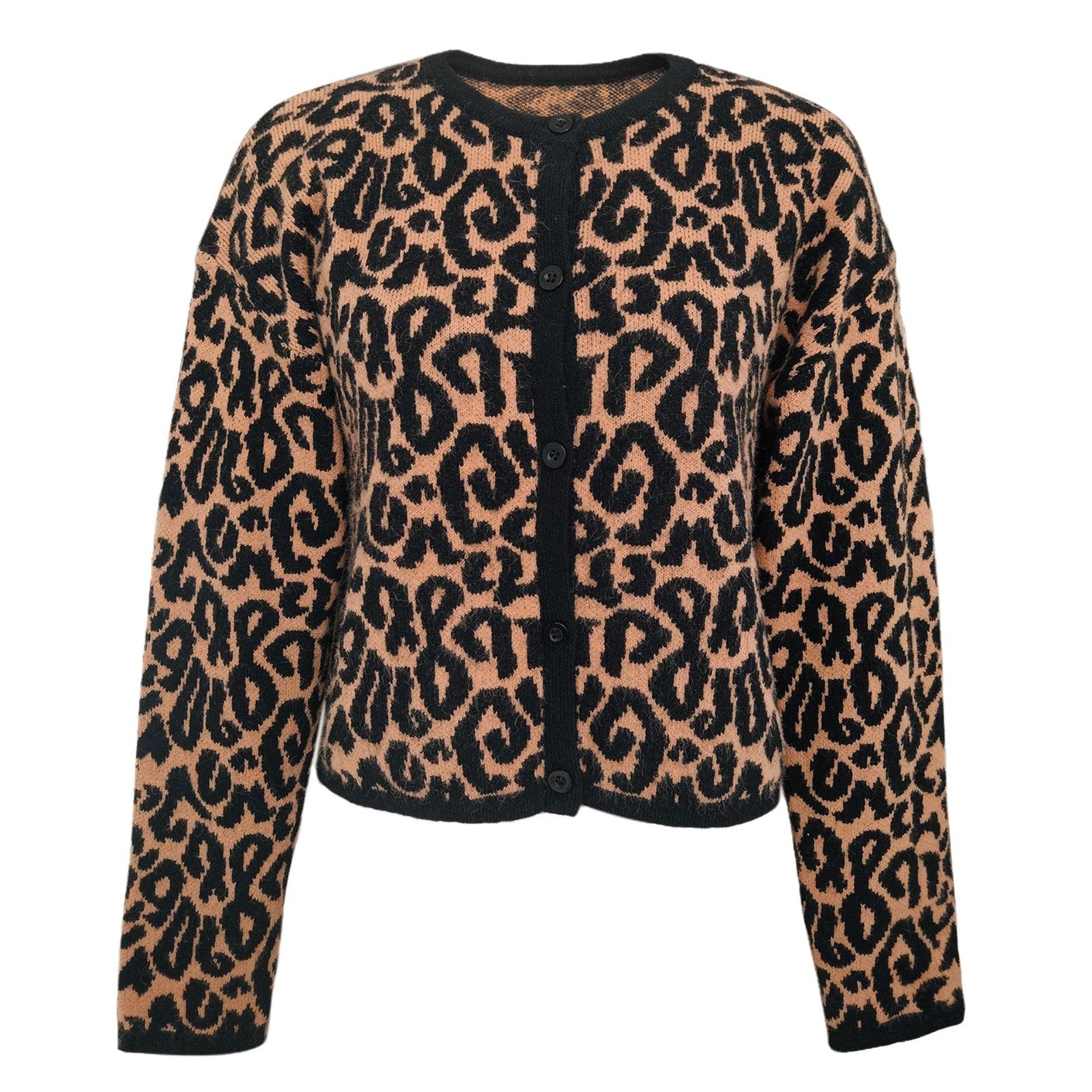 Women's Fashion Lazy Round Neck Leopard-print Sweater