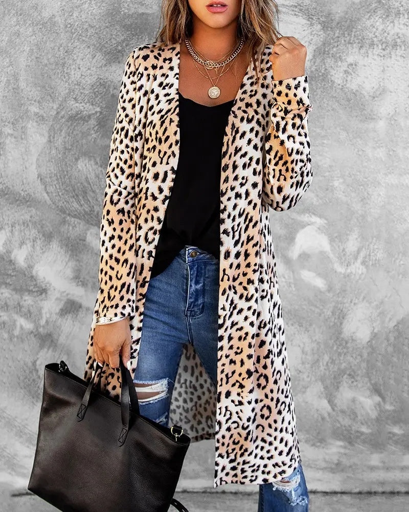 Long Sleeve Autumn And Winter Leopard Print Casual Cotton Jacket
