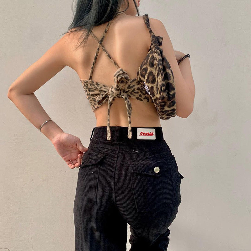 New European And American Fashion Leopard Print Halter Strap Vest