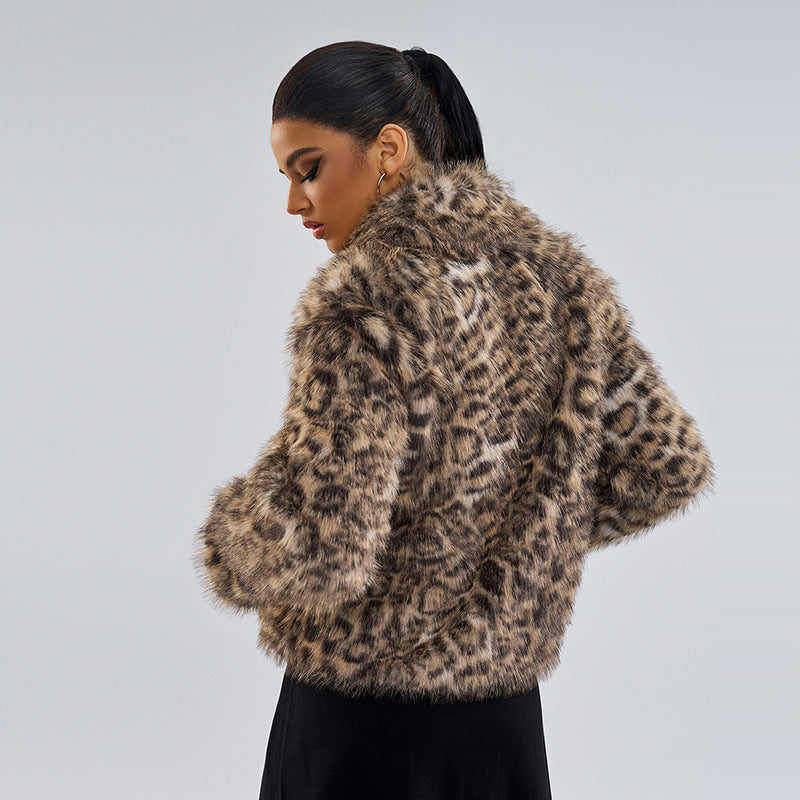New Buckle Lapel Leopard Print Coat
