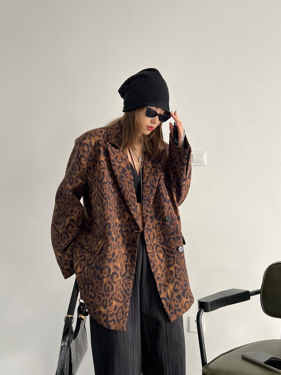 Women's Fashion Chill Out Leopard Print Blazer Jacket