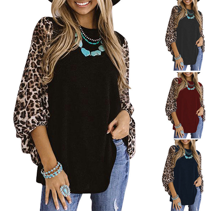 Women's Autumn And Winter New Leopard Print Long Sleeve Tops