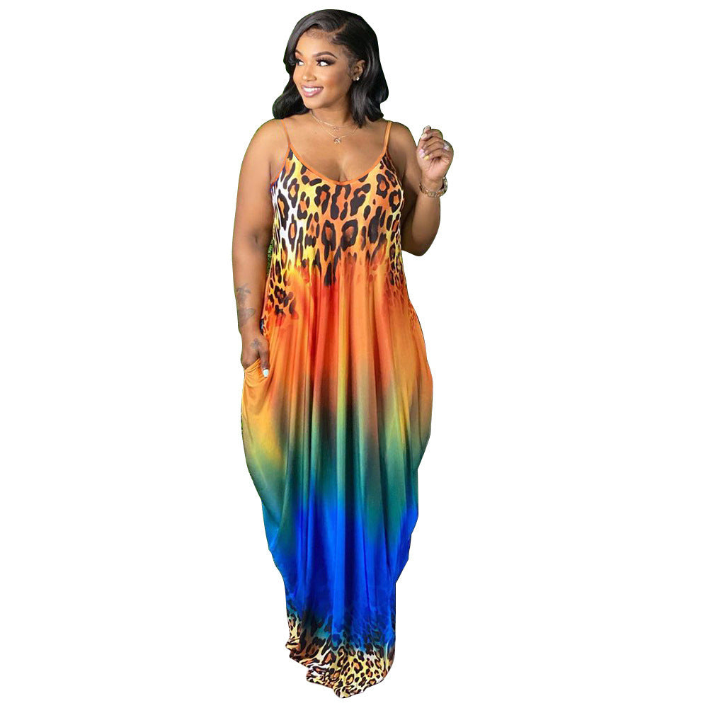 Women's Temperament Fashion Leopard Print Gradient Loose Dress