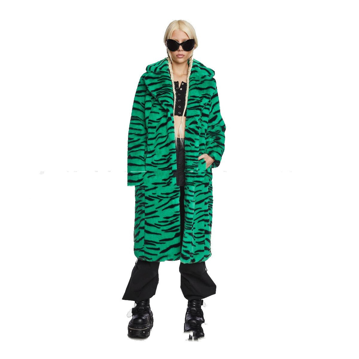 Faux Fur Coat Tiger Leopard Print